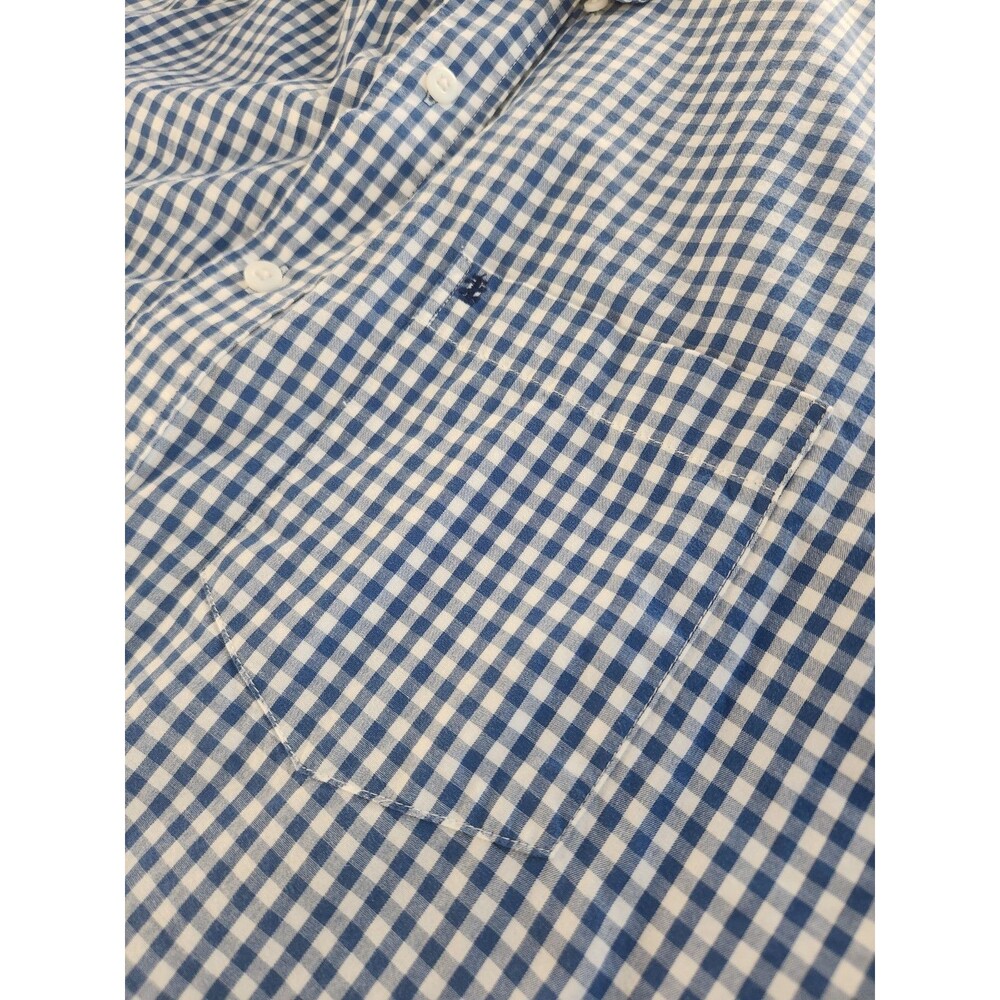 IZOD Men's L Blue White Checker Woven Short Sleeve Button-Up Shirt #45P3110 #038 - Picture 7 of 12